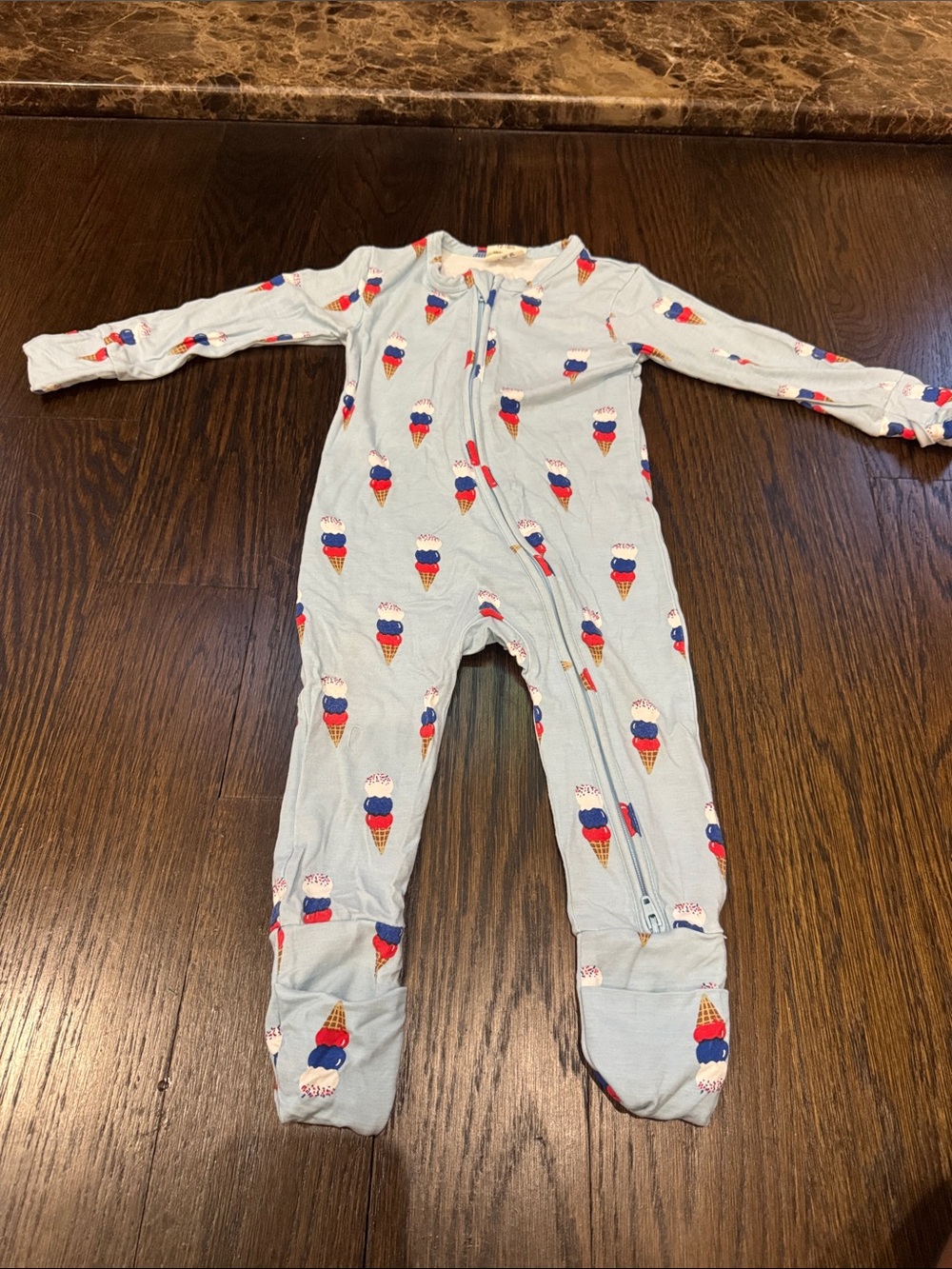 Spearmint love Kids Light Blue Ice Cream-Print One-Piece Pajamas